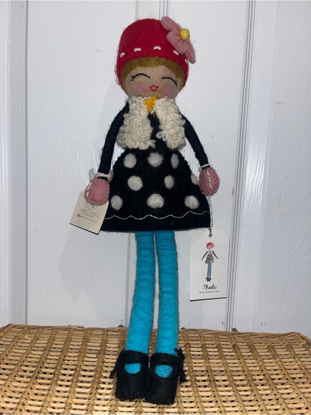 FRENCH KNOT Nheela handmade wool doll NWT